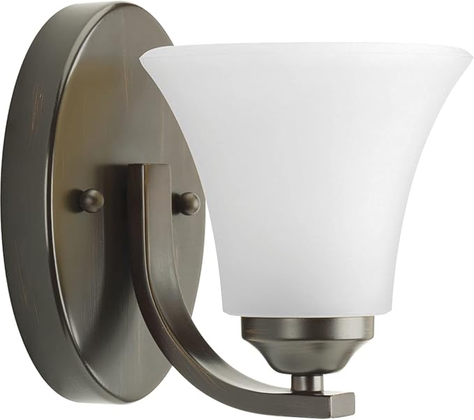 Progress Lighting P2008-20W Adorn Etched Glass Traditional Bath Vanity Light, 5.25 in x 7 in x 6.75 in, 1-Light, Antique Bronze