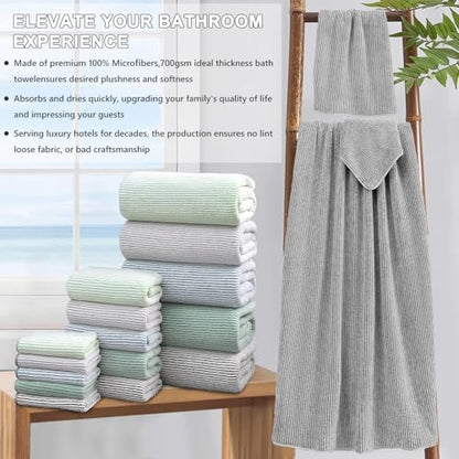 4 Piece Bath Towel Set 35"x70"Oversized Bath Towel for Bathroom Ultra Soft Fluffy Extra Large Bath Sheet Luxury Premium Bathroom Towel Highly Absorbent Quick Dry Shower Towel for Hotel Spa,Grey