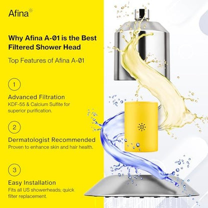 Afina Replacement Filter for Filtered Shower Head, Hard Water - 1 Pack