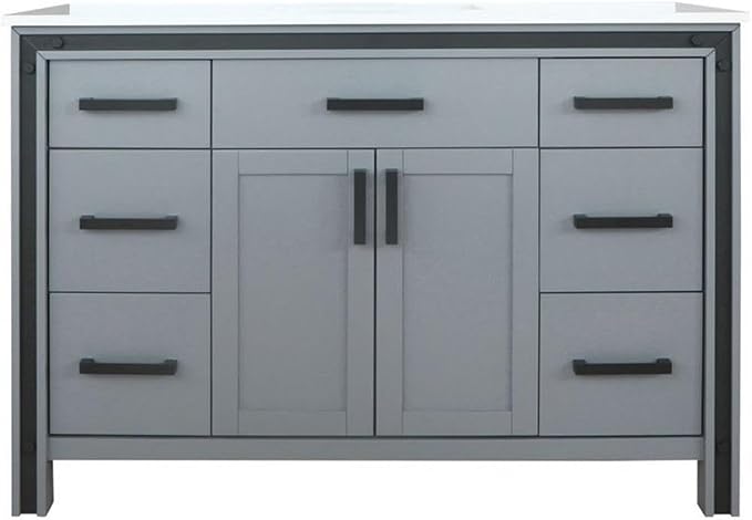 Ziva 48 in W x 22 in D Dark Grey Bath Vanity and Cultured Marble Top