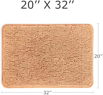 Yeaban Chenille Peach Bathroom Rug 20"x32", Non-Slip Rubber Backing