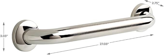 Delta Traditional (1-Pack) 24' Shower Grab Bar Seniors ADA Compliant Bright Stainless Steel Bathroom Safety Handle for Shower, Tub | Wall Mounted 450 lb Capacity Balance Assist, Grip DF59824-BS