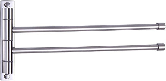 GERZWY Bath Towel Rack Hanger Towel Holder Organizer Bathroom Swing Arm Towel Bars 2-Arm Wall Mount Stainless Steel Polished Finish