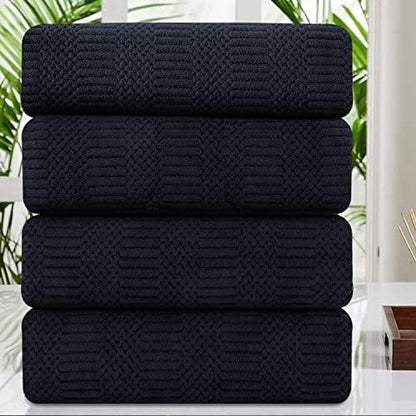 4 Pcs Black Large Bath Sheets 35"x70" Extra Large Bath Towels Oversized Jumbo Towel Set Soft Highly Absorbent Bathroom Towels Quick Dry Beach Chair Towels for Hotel and Spa
