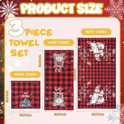 Peryiter 3 Pack Buffalo Decorative Bath Towel Set