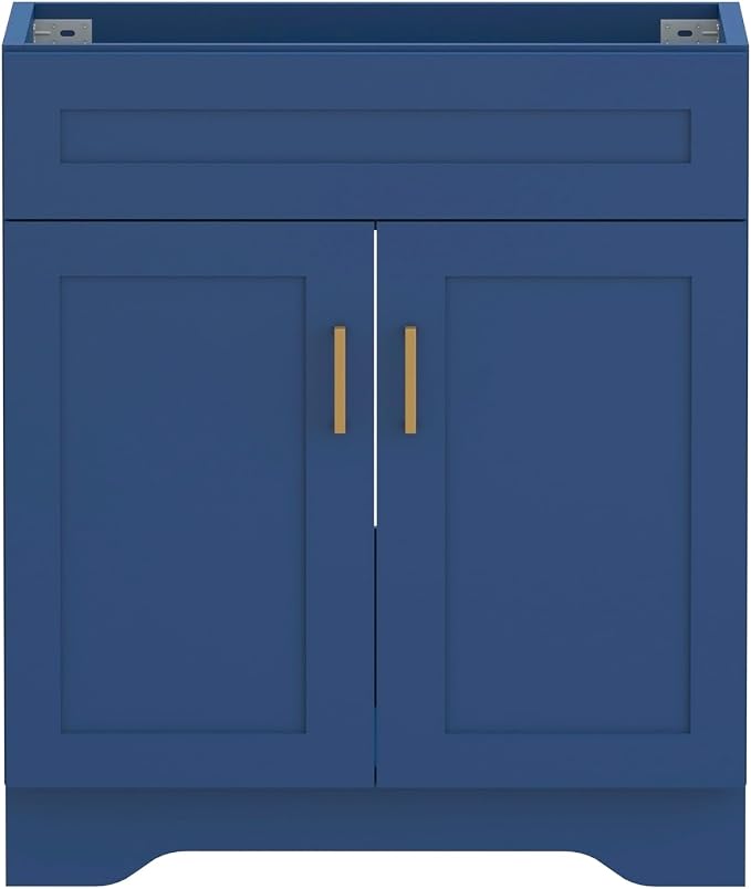 30 Inch Bathroom Vanity, Wooden Double Door Bathroom Sink Storage Cabinet, Freestanding Modern Bathroom Vanity Without Sink (Blue No Sink, 30")