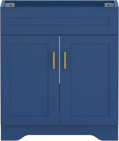 30 Inch Bathroom Vanity, Wooden Double Door Bathroom Sink Storage Cabinet, Freestanding Modern Bathroom Vanity Without Sink (Blue No Sink, 30")