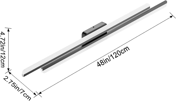 Ralbay 48" Matte Black Vanity Lights 48W Frosted Aluminum Modern LED Black Bathroom Vanity Light Fixtures Over Long Mirror LED Modern Bath Lighting 6000K White Light