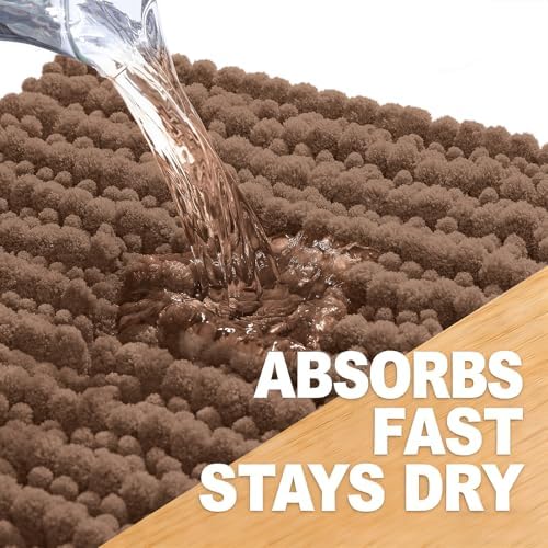 OLANLY Bathroom Rugs 34x21, Thick Soft Absorbent Chenille Bath Rugs