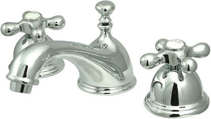 Kingston Brass KS3961AX Restoration Widespread Lavatory Faucet with Metal Cross Handle, Polished Chrome, 8-Inch Adjustable Center