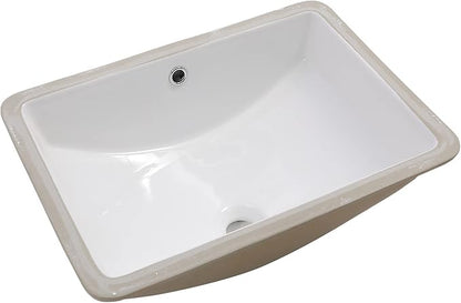 Sarlai Undermount Rectangular Vessel Sink - 18 x 14 inch Modern White Ceramic, Vanity Sink Art Basin with Overflow, Interior 16.25"x11.8"x6.5"