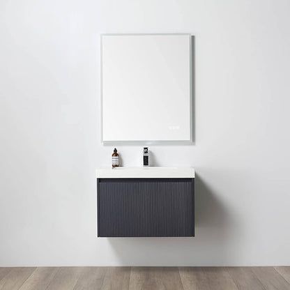 Blossom 30 Inch Bathroom Vanity with Sink | All Wood Wall Mounted Floating Bathroom Vanity Cabinet with Acrylic Sink, Soft-Close Drawer, Modern Minimalist Design Vanities (Night Blue Finish)