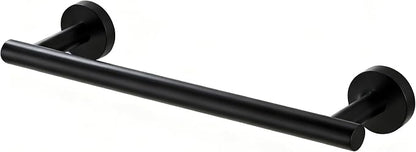 SEIDO 12 Inch Matte Black Towel Bar, 304 Stainless Steel Hand Towel Holder for Bathroom Wall, Single Towel Rod Rack with 9.6" Hanging Length, One-Piece No Assembly Required