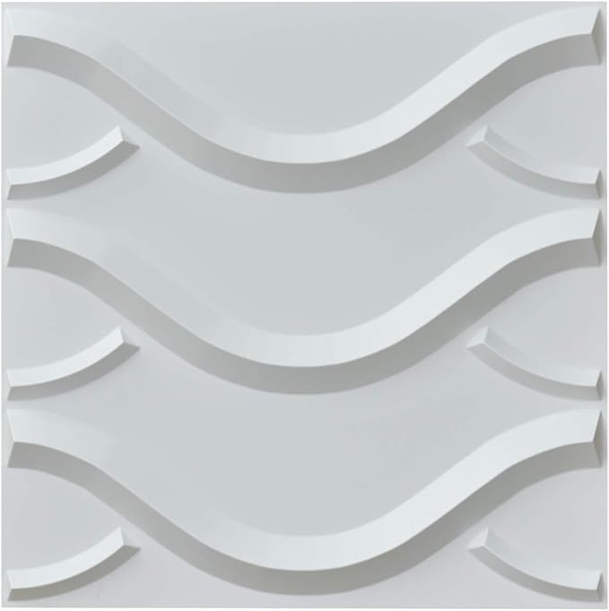 Art3d 19.7" x 19.7" (Pack of 12) Wall Panel Wave, Gray