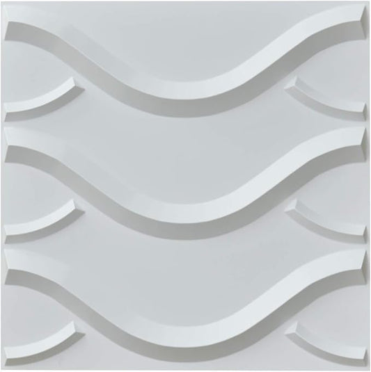 Art3d 19.7" x 19.7" (Pack of 12) Wall Panel Wave, Gray