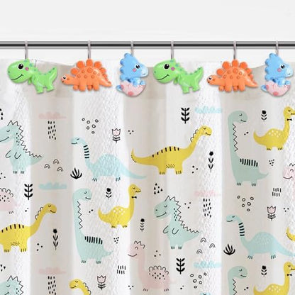 12-Piece Dinosaur Shower Curtain Hooks for Bathroom