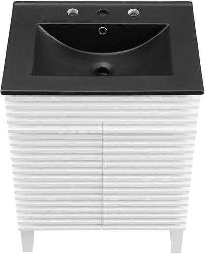 Modway Render 24" Bathroom Vanity with Sink in White Black