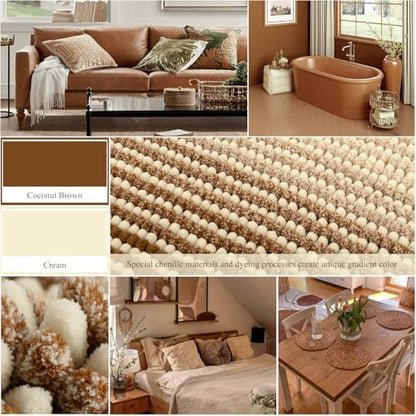 BSICPRO Bathroom Rugs, 17x24 Chenille Bath Mats, Coconut Brown