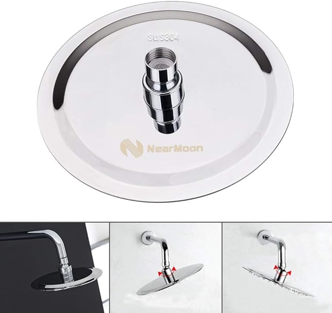 NearMoon Rain Shower Head, Ultra-Thin Design-Pressure Boosting, Awesome Some Experience, High Flow Stainless Steel Rainfall Head (8 Inch,Chrome Finish)