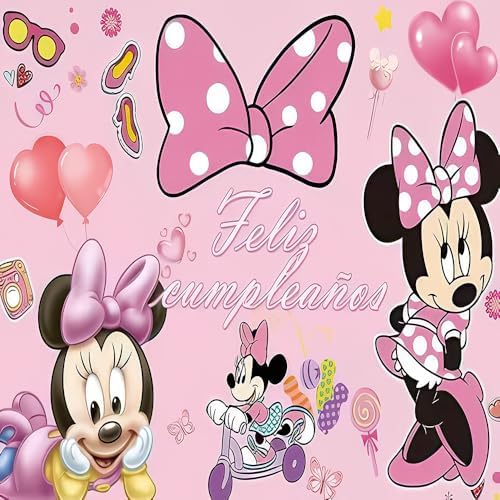 Cute Cartoon Shower Curtain Set 4 Piece with Non-Slip Rugs, Toilet Lid Cover and Bath Mat Cartoon Bathroom Decor 72 x 72inch (Minnie)