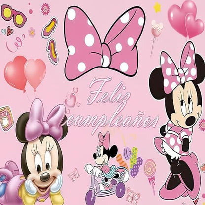 Cute Cartoon Shower Curtain Set 4 Piece with Non-Slip Rugs, Toilet Lid Cover and Bath Mat Cartoon Bathroom Decor 72 x 72inch (Minnie)
