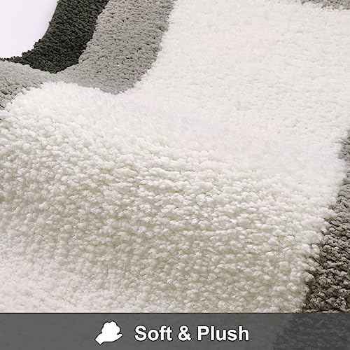 HAOCOO Microfiber Bathroom Runner Rug, 18x47 inch Non Slip Long Rug Runner, Washable Luxury Soft Absorbent Carpet Funny Decor for Shower Kitchen Entryway Bedroom Black/Grey