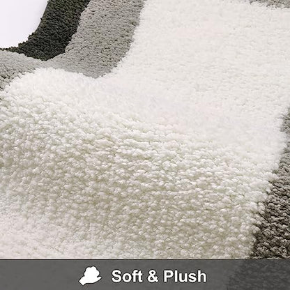 HAOCOO Microfiber Bathroom Runner Rug, 18x47 inch Non Slip Long Rug Runner, Washable Luxury Soft Absorbent Carpet Funny Decor for Shower Kitchen Entryway Bedroom Black/Grey