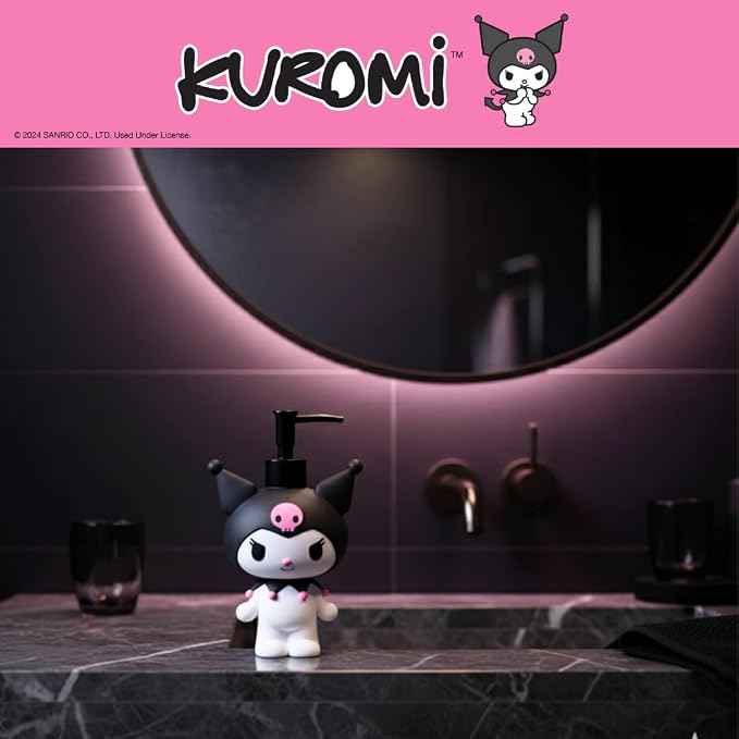 Sanrio Kuromi Soap/Lotion/Hand Sanitizer Resin Pump Dispenser, 13 Ounces, (Officially Licensed Product) by Franco