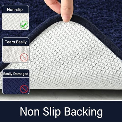 LOCHAS Bathroom Rugs 24x17 Inch, Microfiber Bath Rug Non Slip, Navy