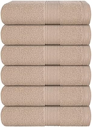 Belizzi Home Ultra Soft 6-Piece Hand Towel Set 16x28-100% Ringspun Cotton - Durable & Highly Absorbent Hand Towels - Ideal for use in Bathroom, Kitchen, Gym, Spa & General Cleaning - Tan