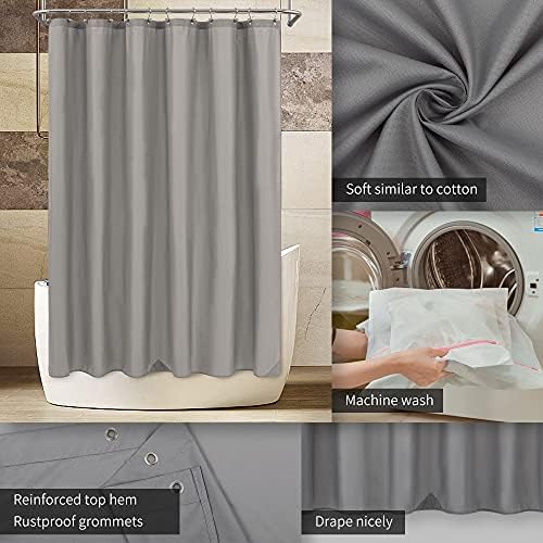 ALYVIA SPRING Waterproof Fabric Shower Curtain Liner - Soft & Light-Weight Cloth Shower Liner with Magnets, Hotel Quality & Machine Washable - Standard Size 72x72, Gray (Pack of 2)
