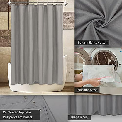 ALYVIA SPRING Waterproof Fabric Shower Curtain Liner - Soft & Light-Weight Cloth Shower Liner with Magnets, Hotel Quality & Machine Washable - Standard Size 72x72, Gray (Pack of 2)