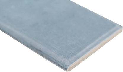 MSI Renzo Denim 3 in. x 12 in. Glossy Ceramic Subway Bullnose Tile Trim, Bathroom and Kitchen Backsplash, Accent Wall and Shower Wall Tile