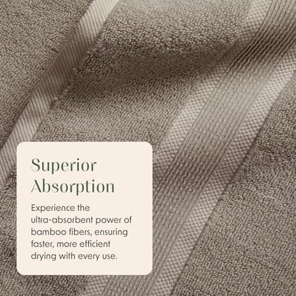 Springtree Home Luxury Bamboo Rayon Plush Bath Towel Set | 4-Pack | Brown