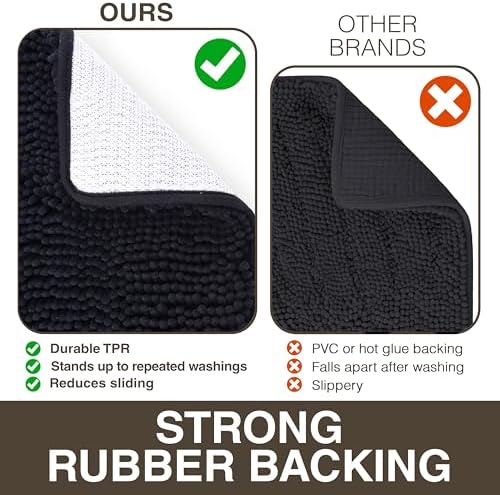 Neater Home Plush Bathroom Rugs 24x17 Thick Chenille Quick Dry Microfiber Absorbent Bath Mat, Soft Bath Rugs, Machine Washable Bathroom Floor Mat for Tub Shower Sink, Home Decor Accessories, Black