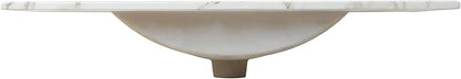 JONATHAN Y SNK1003C Ancillary 3-Hole 36 in. W x 18.25 in. D Classic Contemporary Rectangular Ceramic Single Sink Basin Vanity Top, White Marble Effect