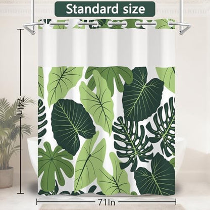 No Hook Shower Curtain and Liner Set 71x74 Inch