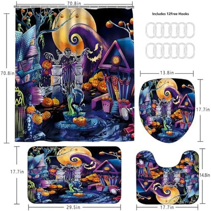 Yddsky Halloween Haunted House Shower Curtain Sets for Bathroom,72x72 in