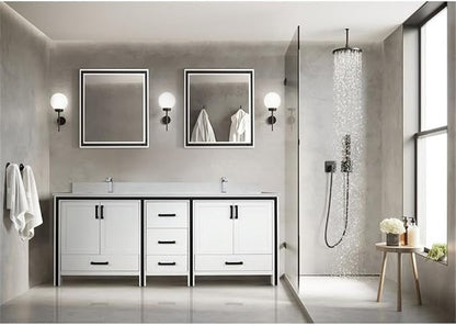 Ziva 80 in W x 22 in D White Double Bath Vanity and Cultured Marble Top