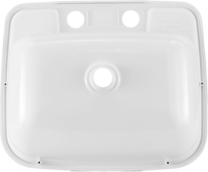 RecPro Rectangle RV Bathroom Sink | Single Bowl Lavatory Sink | Camper Basin | Plastic (White)