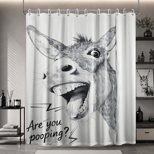 Extra Tall Shower Curtain XL Funny Donkey, 70 x 84 Inchs