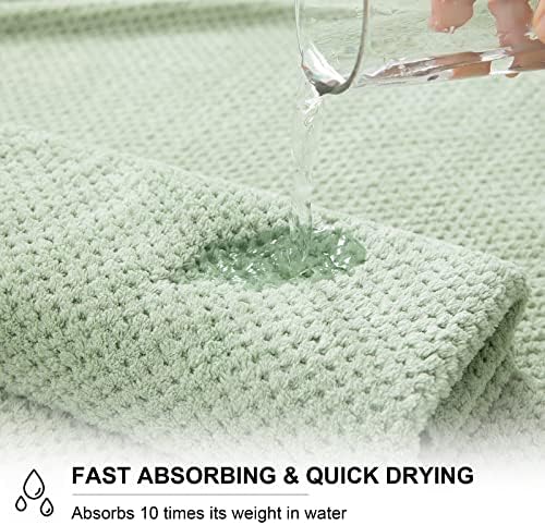 8-Piece Bath Towel Set, 2 Extra Large Bath Towel Sheets, 2 Hand Towels and 4 Washcloths - Highly Absorbent Quick Dry Polyester,Ultra Soft Towel Set for Bathroom, Waffle Weave Design, Pack of 8, Green