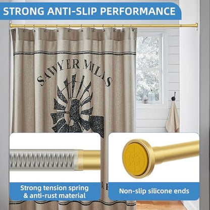 CorkLatta Gold Adjustable Shower Curtain Rod 32 to 68 inch with 2 Holders