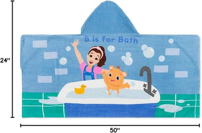Ms. Rachel Kids Super Soft Bath/Pool/Beach Soft Cotton Terry Hooded Towel Wrap, 24 in x 50 in, (Officially Licensed Product) By Franco