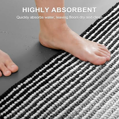 BSICPRO Bathroom Rugs Sets 2 Piece, 32"x20" + U-Shaped 24"x20", Black