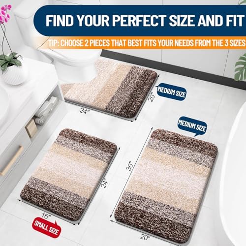 OLANLY Micorfiber Bathroom Rug Set 2 Piece, 30"x20"+24"x16"