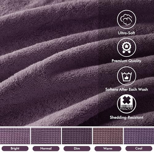 Madison Park 800GSM 100% Cotton Bathroom Bath Towel Set of 8, Purple