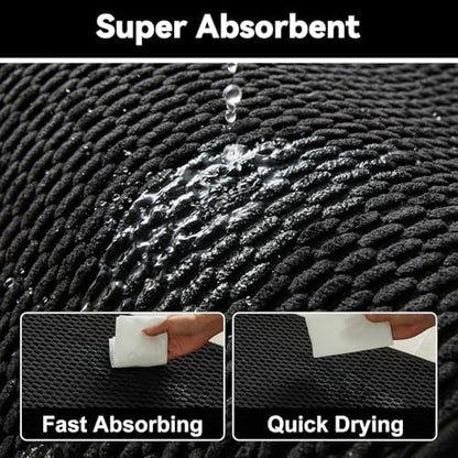 Triohero Bathroom Runner Rug, Long Bath Mat Washable Thin Quick Dry Low Pile Bathroom Runner Rugs 24 x 60 Non Slip, Black 24"x60"