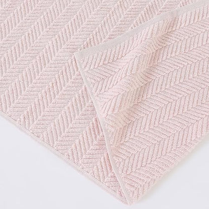 Modern Threads Otis 6-Piece 100% Cotton Towel Set – Zero Twist Jacquard Chevron – Includes 2 Bath Towels, 2 Hand Towels, 2 Washcloths – Absorbent, Quick Dry, Soft & Durable – Blush Pink