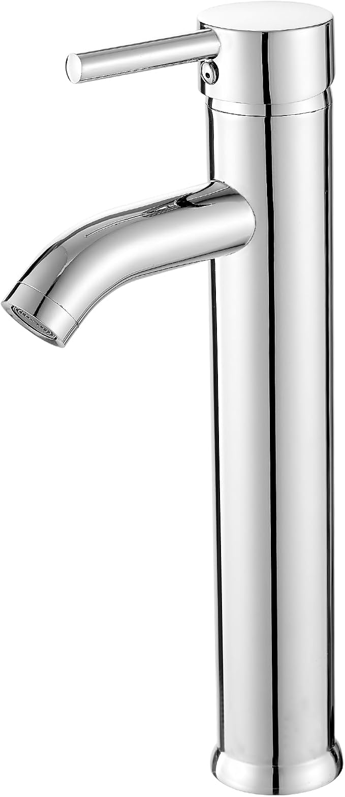 Bathroom Vessel Sink Faucet Modern Basin Mixer Tap Chrome Tall Body Single Handle One Hole Lavatory Faucet